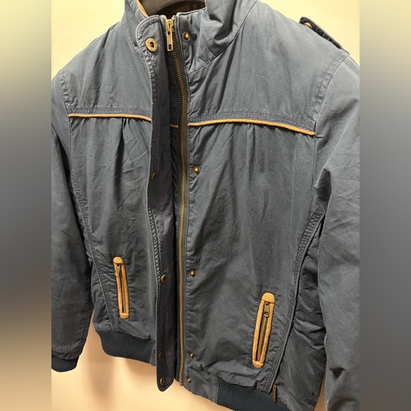 Free ship - Roadster Co. Women's Navy and Tan Bomber Jacket - Picture 5 of 9